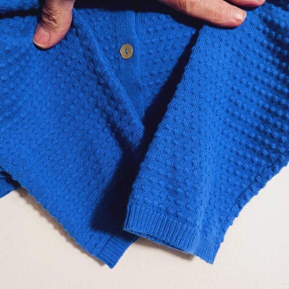 Draper James RSVP Royal Blue Textured Dot Lt. Wt., Cardigan Sweater - Size Large - Picture 8 of 16